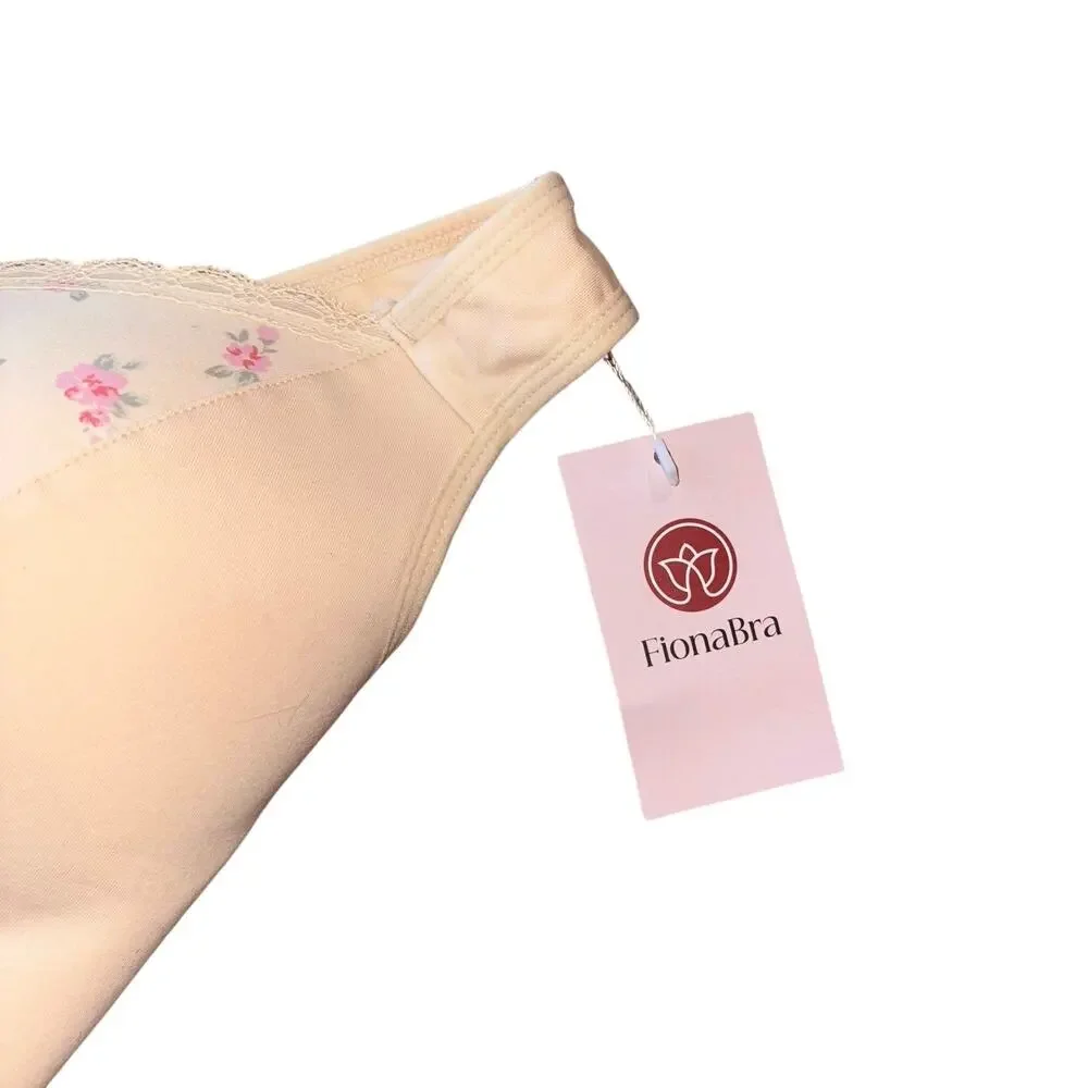 NWT Fiona Bra Comfort Front-Wrap Wireless Support Bra Floral Beige XS